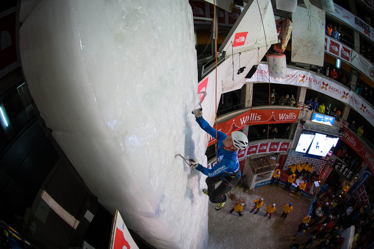 Action at the UIAA Ice Climbing World Cup event at Saas-Fee in Switzerland ©UIAA