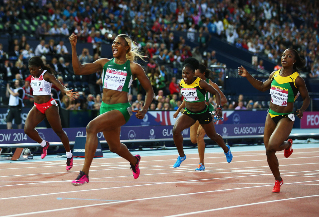 Blessing Okagbare won two of Nigeria's 11 Commonwealth Games gold medals at Glasgow 2014 ©Getty Images