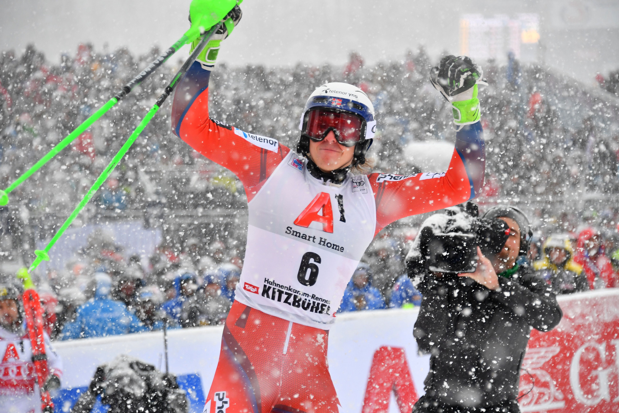 Kristoffersen claimed his first World Cup title of the season in Kitzbühel ©Getty Images
