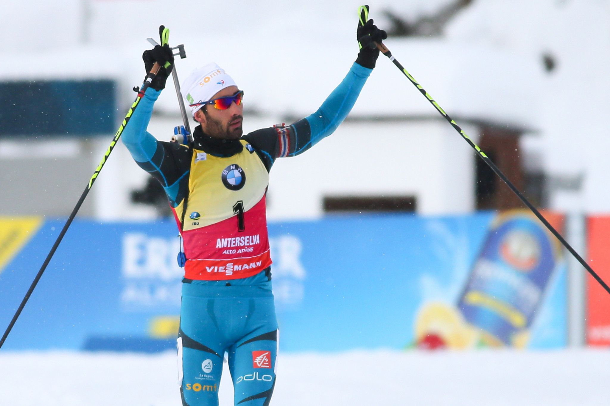 Martin Fourcade won the men's 15km mass start in a closely fought contest ©Getty Images