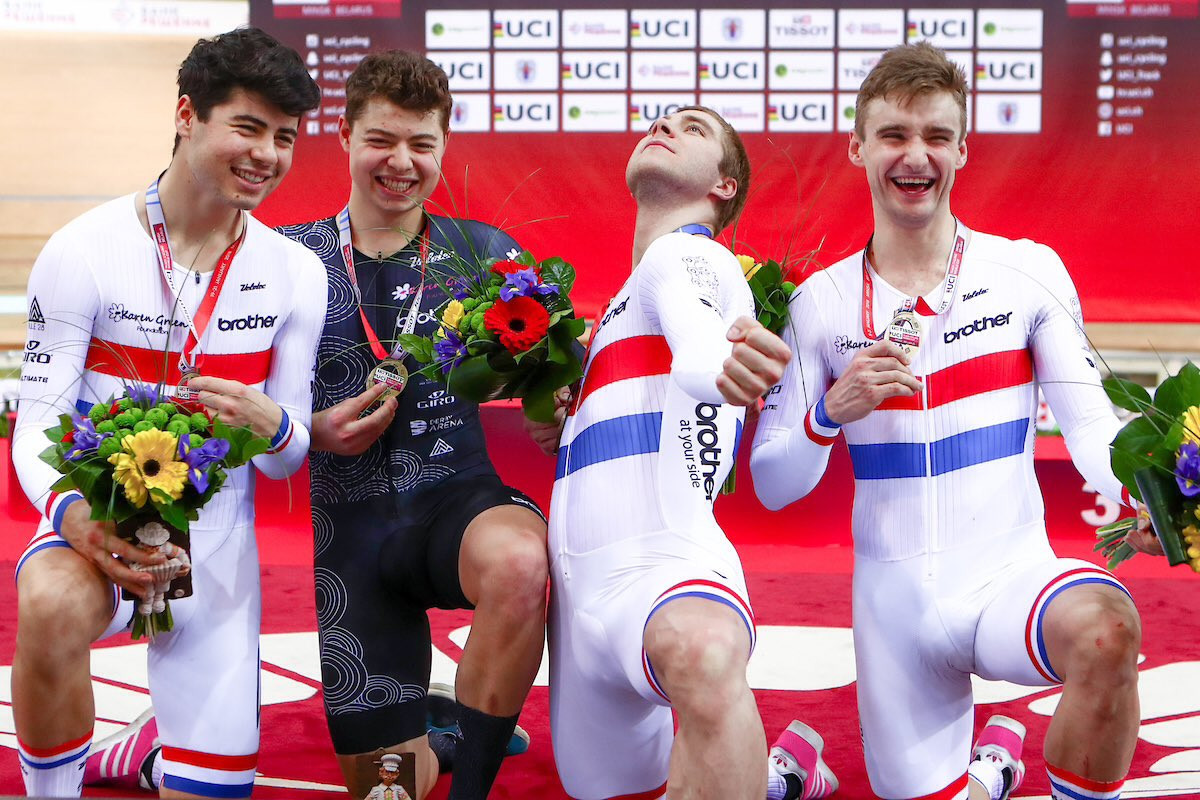 Amateur cycling squad Team KGF won the men's team pursuit title ©UCI