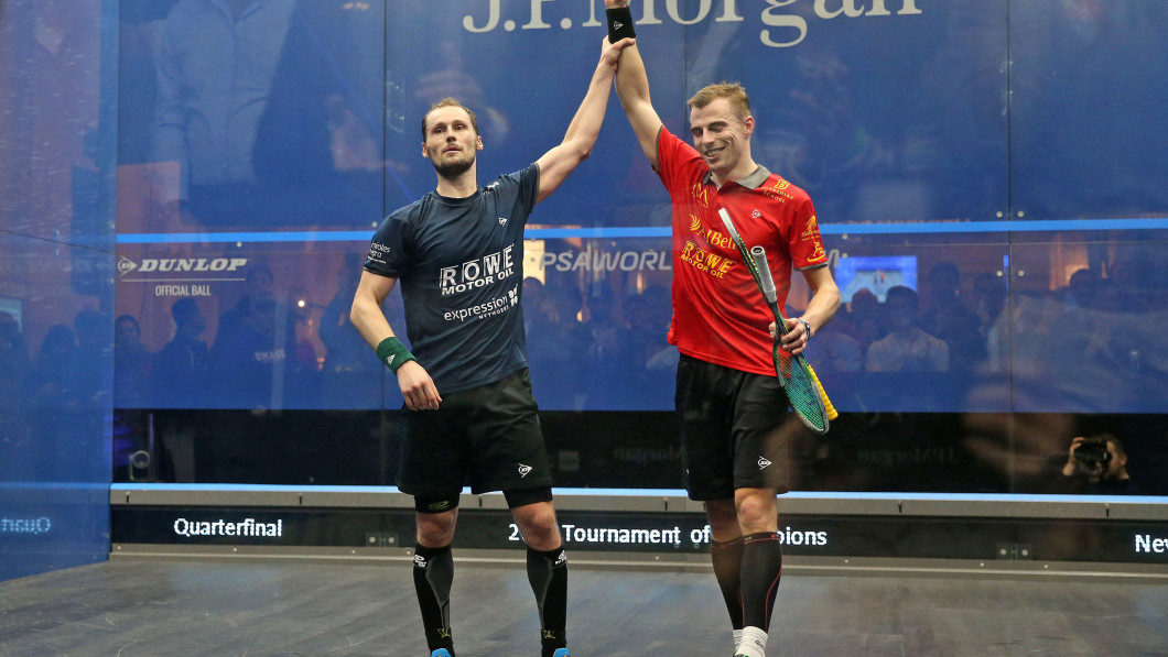 Grégory Gaultier and Nick Matthew played each other for the 36th time on the PSA tour ©PSA