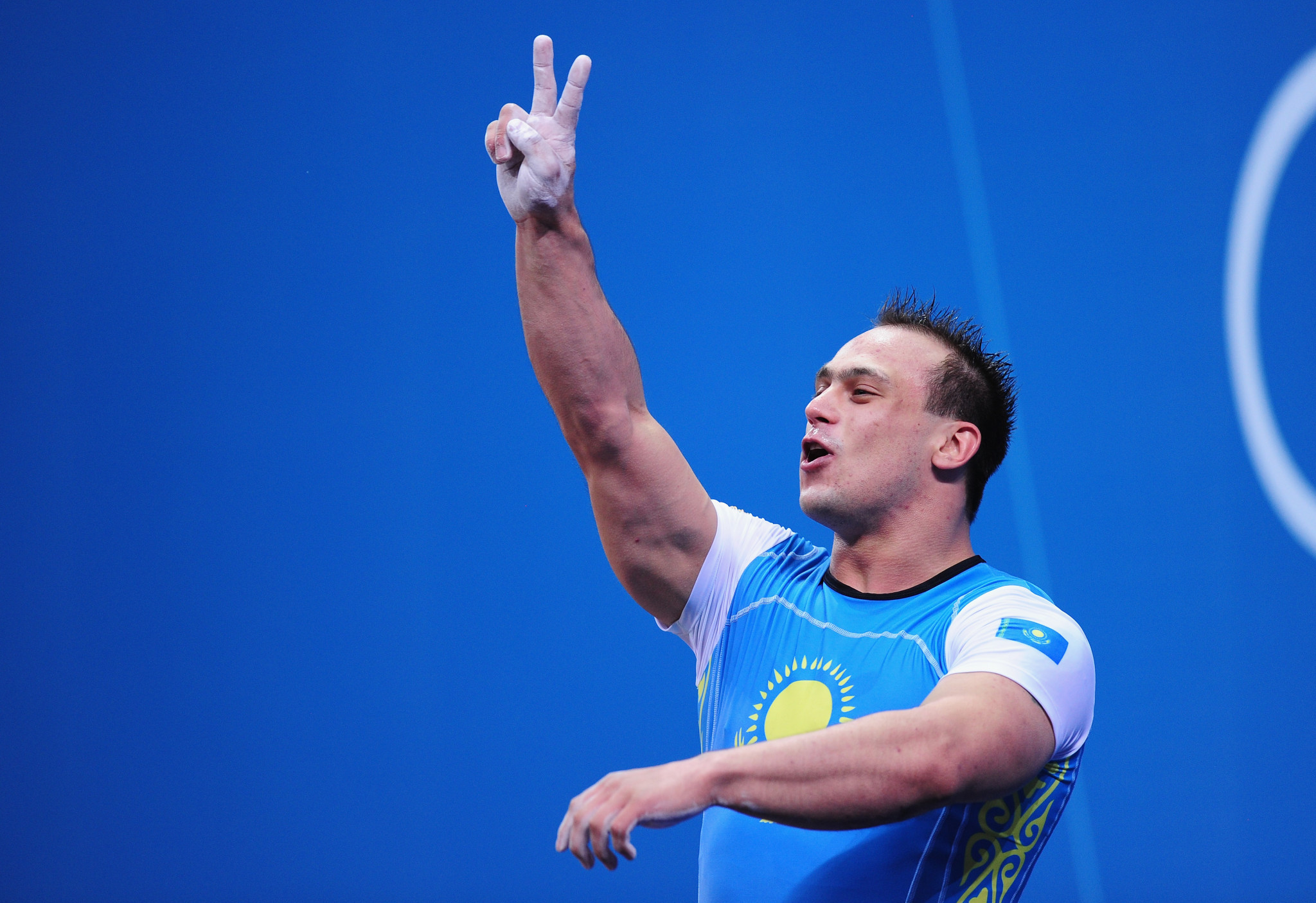 Ilya Ilyin celebrates his second successive Olympic gold medal at London 2012. He has now been stripped of both for doping ©Getty Images 