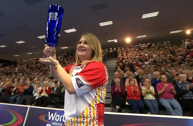 Katherine Rednall has now won three World Indoor Bowls Championships ladies' singles titles ©Bowls Worldwide
