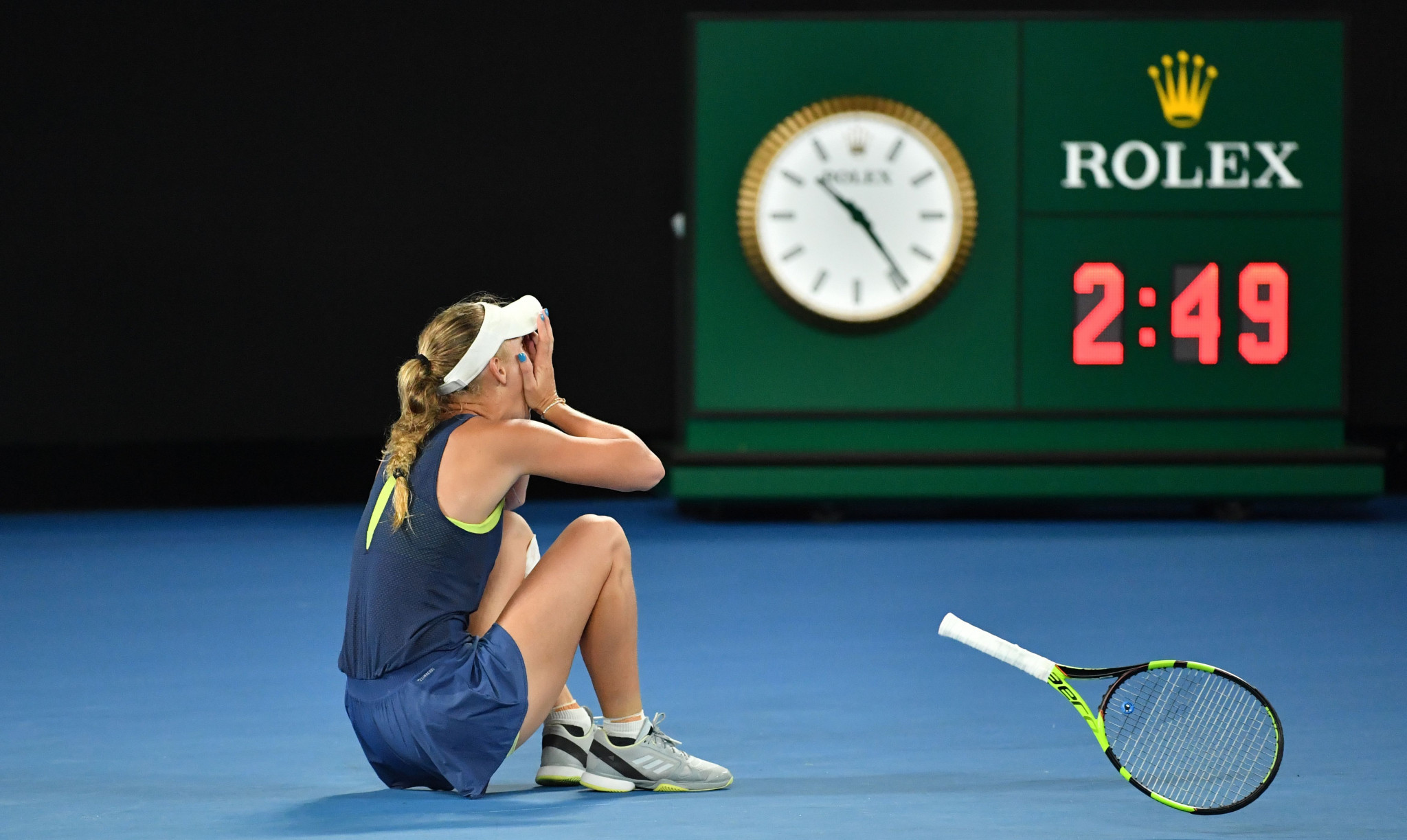 Simona Halep made an error on match point to hand Caroline Wozniacki the title ©Getty Images