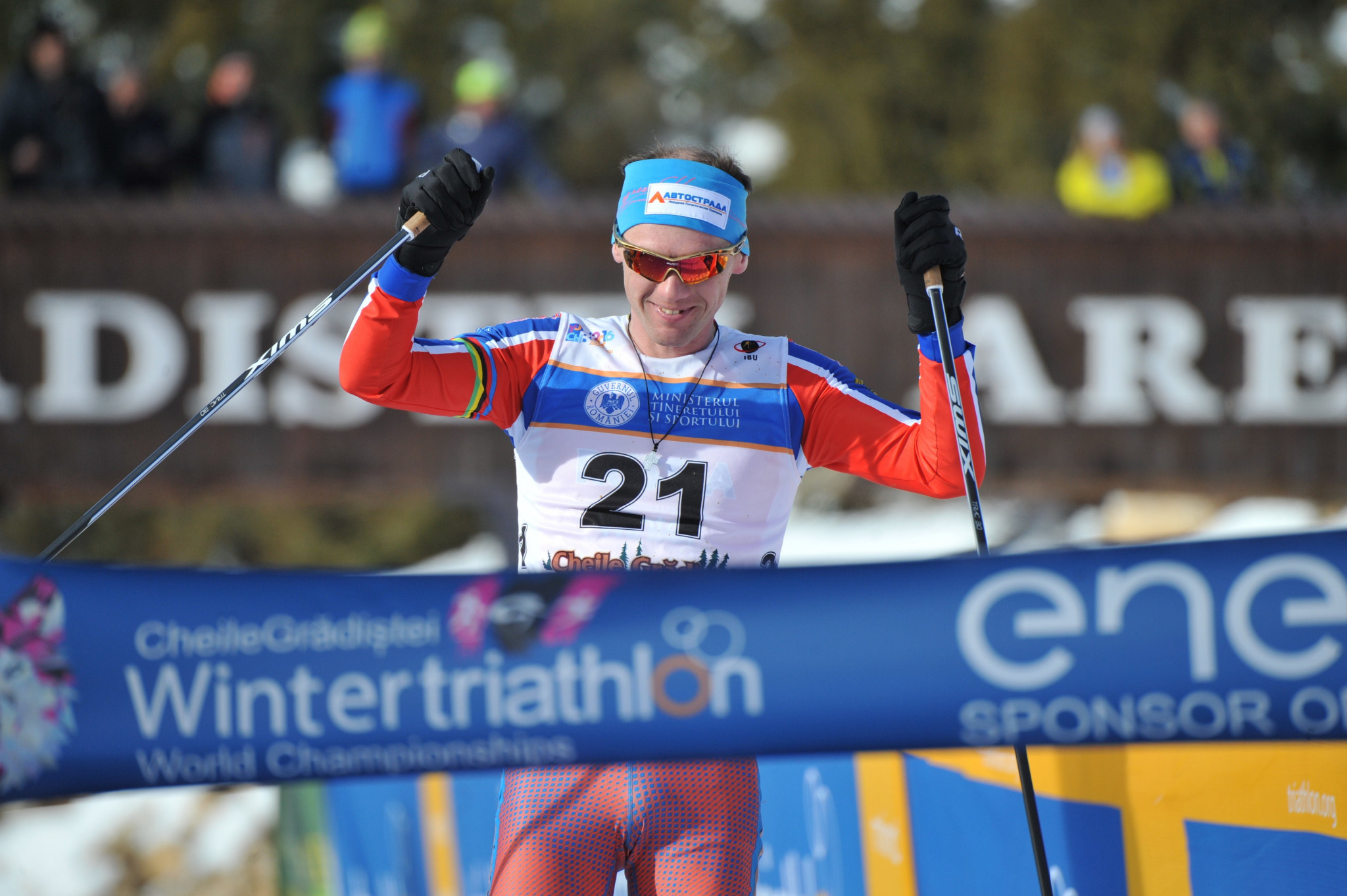 Russia's Pavel Andreev won the Winter Triathlon World Championships for a sixth time ©ITU