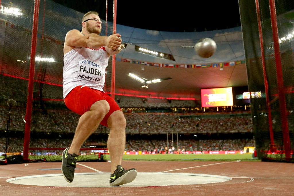 Image titlePaweł Fajdek on his way to the gold medal in the men's hammer in Beijing ©Getty Images