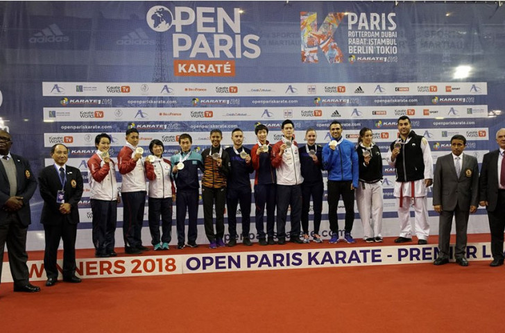 The gold medallists line up after a hectic last day of finals in the Karate1 Premier League Paris Open ©WKF