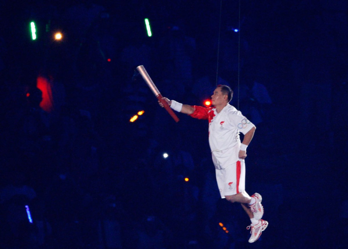 The Opening Ceremony of the 2008 Summer Olympic Games in Beijing included Li Ning flying through the air to light the Cauldron ©Getty Images