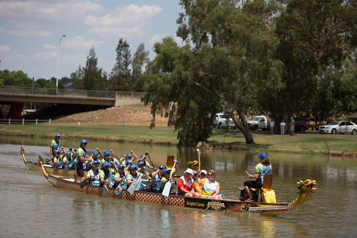 The Queen's Baton travelled by dragon boat in New South Wales ©Getty Images