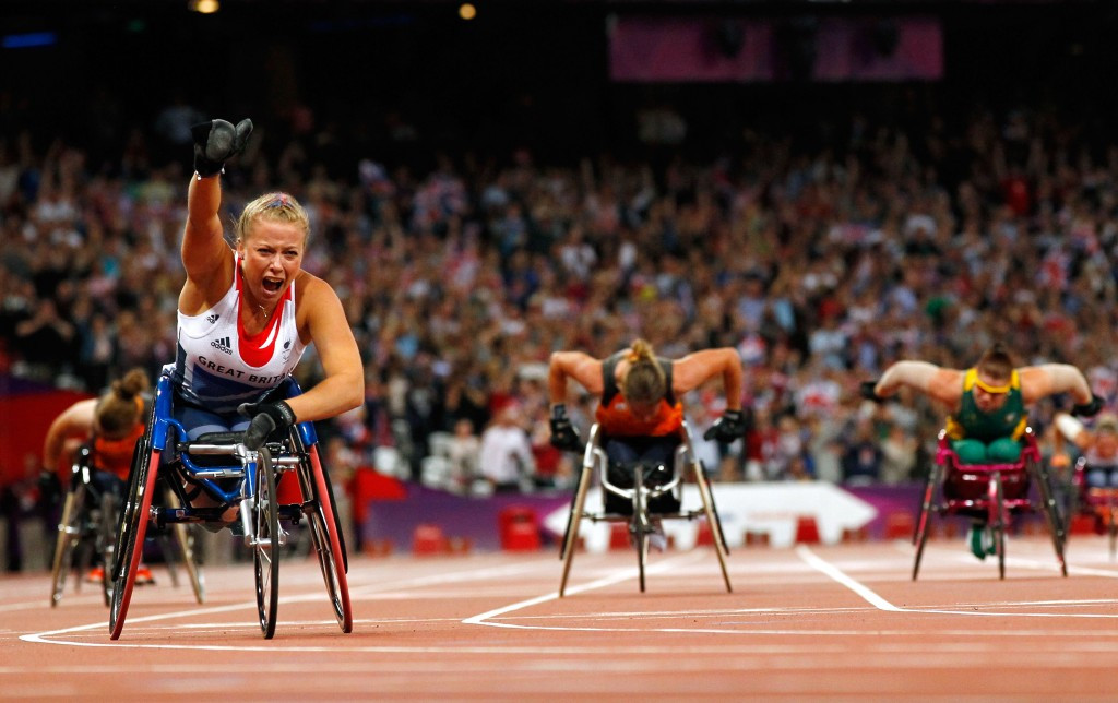 Hannah Cockroft won the T34 sprint double on home soil at the London 2012 Paralympic Games