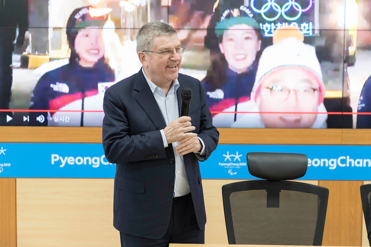 Bach hopes to attend first joint Korean ice hockey match of Pyeongchang 2018