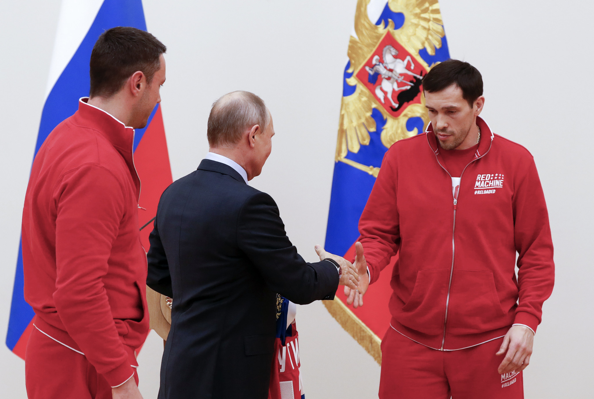 Olympic Athletes from Russia ice hockey players Ilya Kovalchuk and Pavel Datsyuk met President Vladimir Putin in Moscow today before leaving for Pyeongchang 2018, where many see them as favourites ©Getty Images