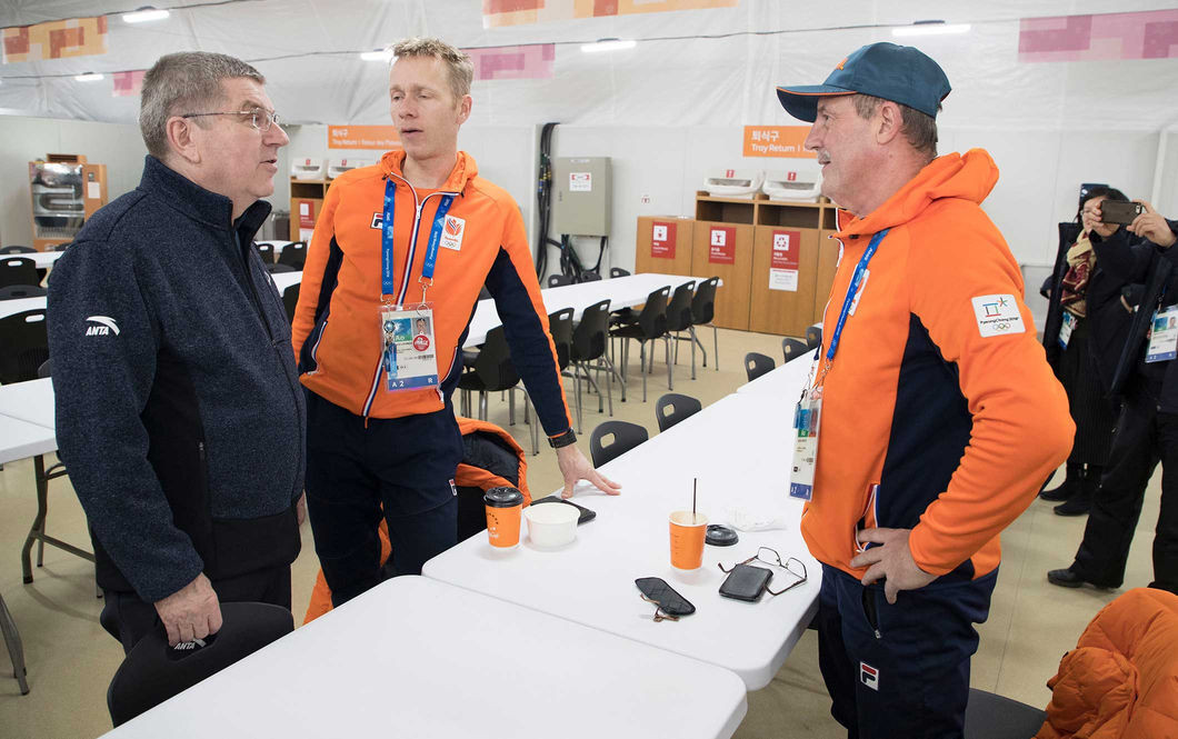 IOC President Thomas Bach visited the Olympic Villages yesterday ©IOC