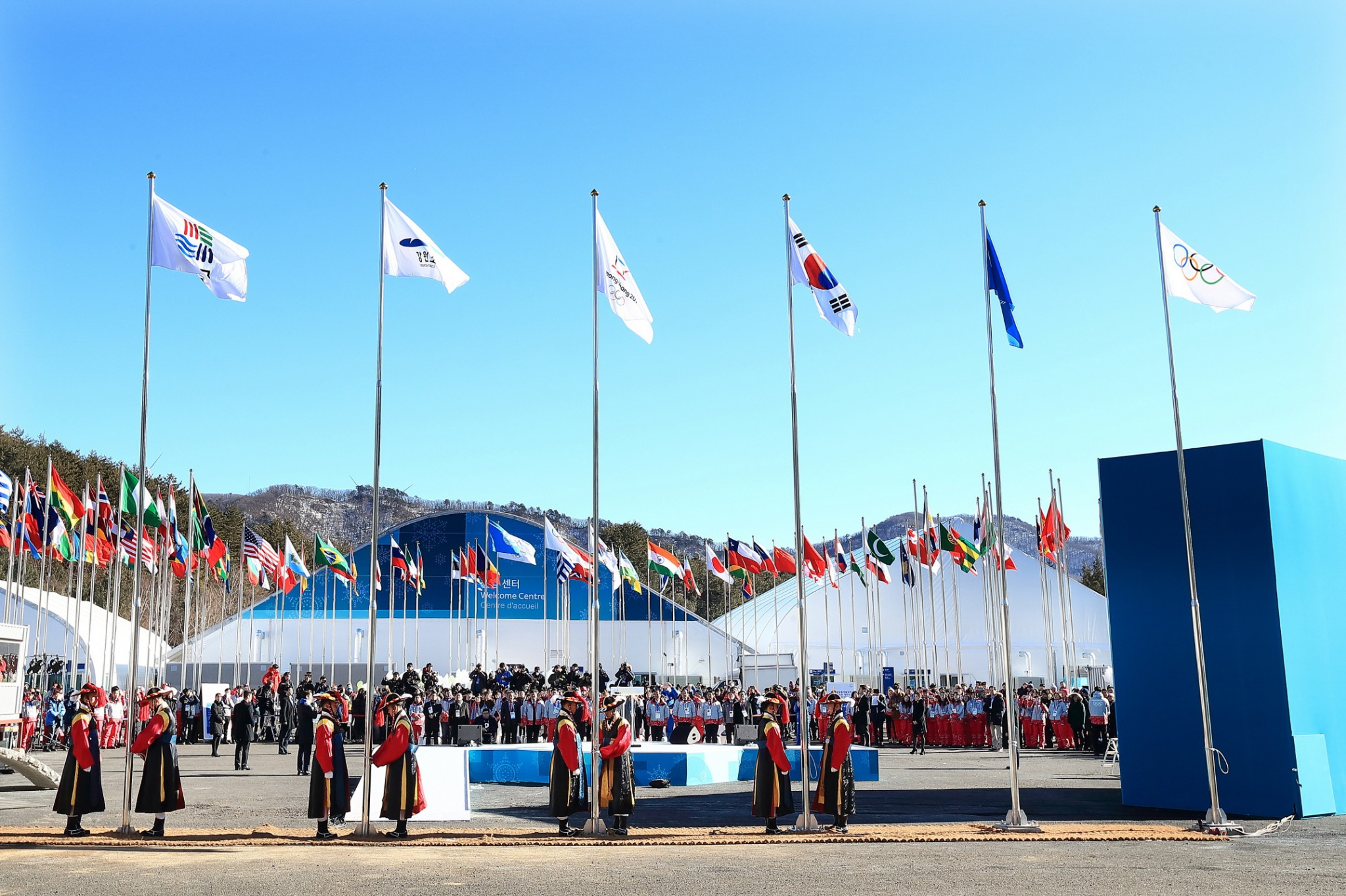 The Olympic Flag was raised during the Ceremony ©Pyeongchang 2018
