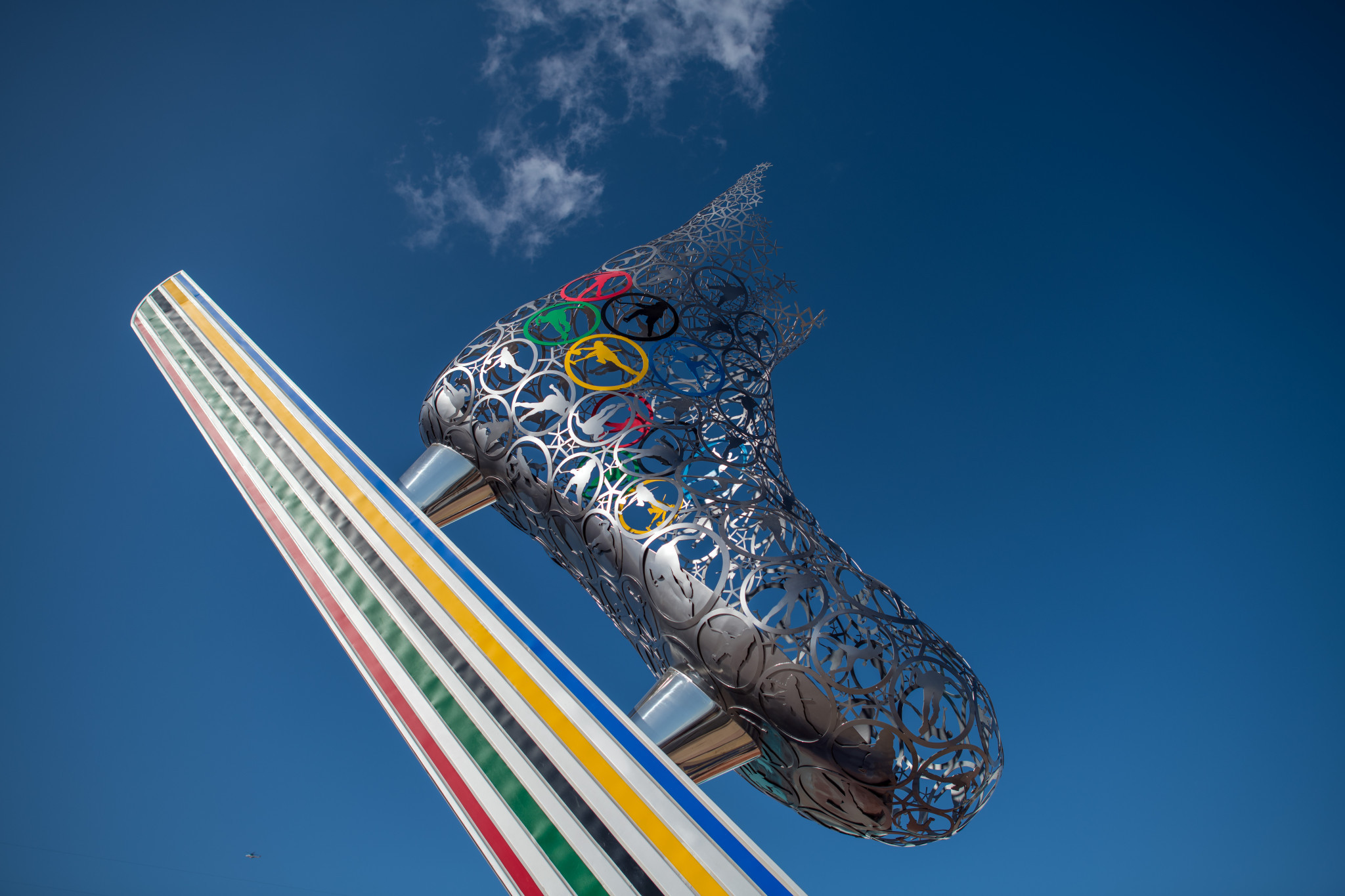 A grand ice skate sculpture glistens in the sun in the Gangneung Coastal Cluster ©Getty Images