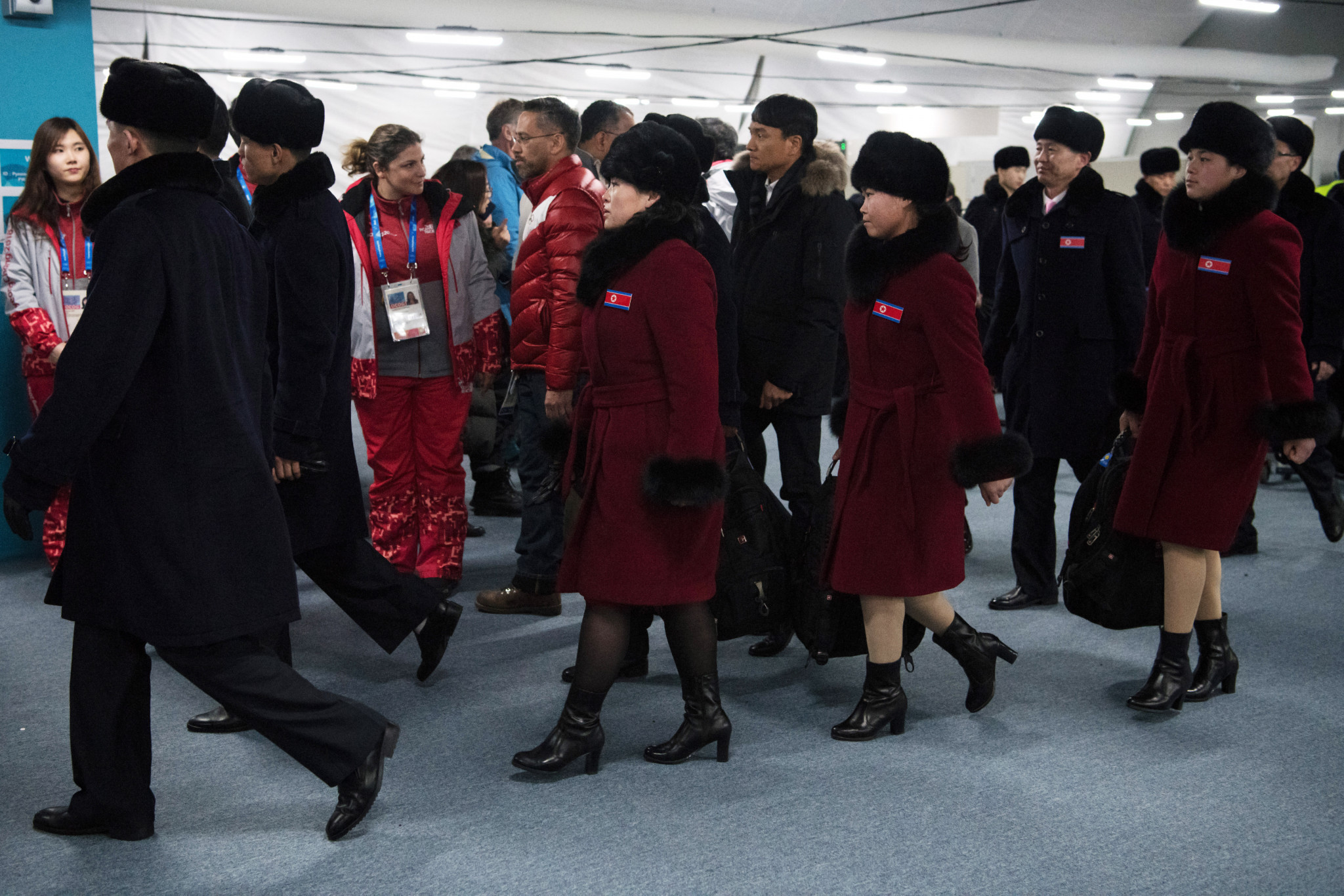 The North Korean delegation arrives at the Athletes' Village in Gangneung ©Getty Images 