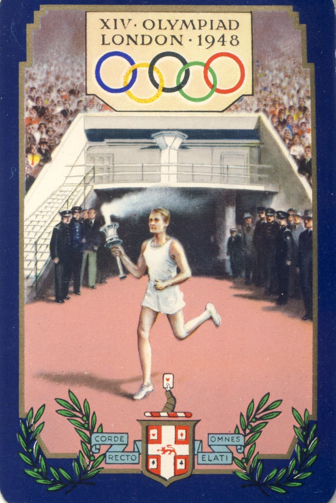 A playing card depicts the 1948 Torch Relay ©Philip Barker