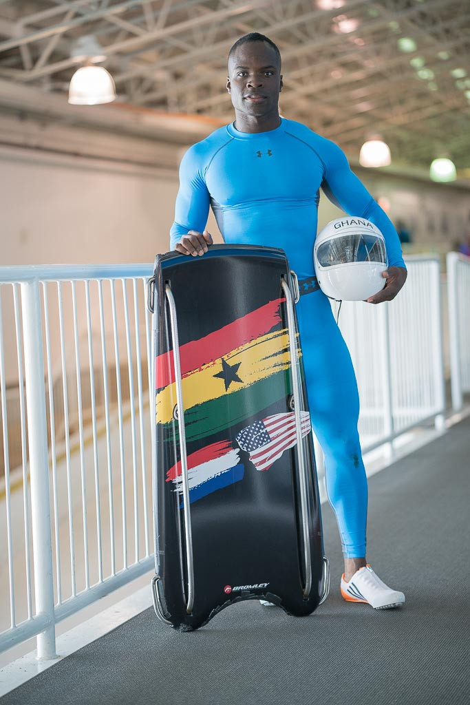 Akwasi Frimpong will be Ghana's first-ever Olympic skeleton racer when he competes in Pyeongchang ©GOC