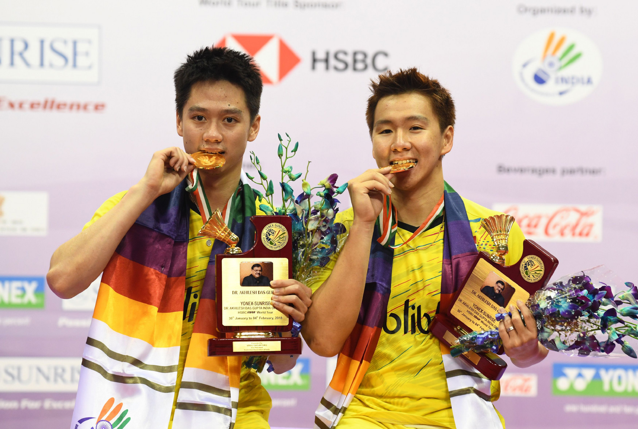Indonesia's Marcus Fernaldi Gideon and Kevin Sanjaya won the men's doubles final ©Getty Images
