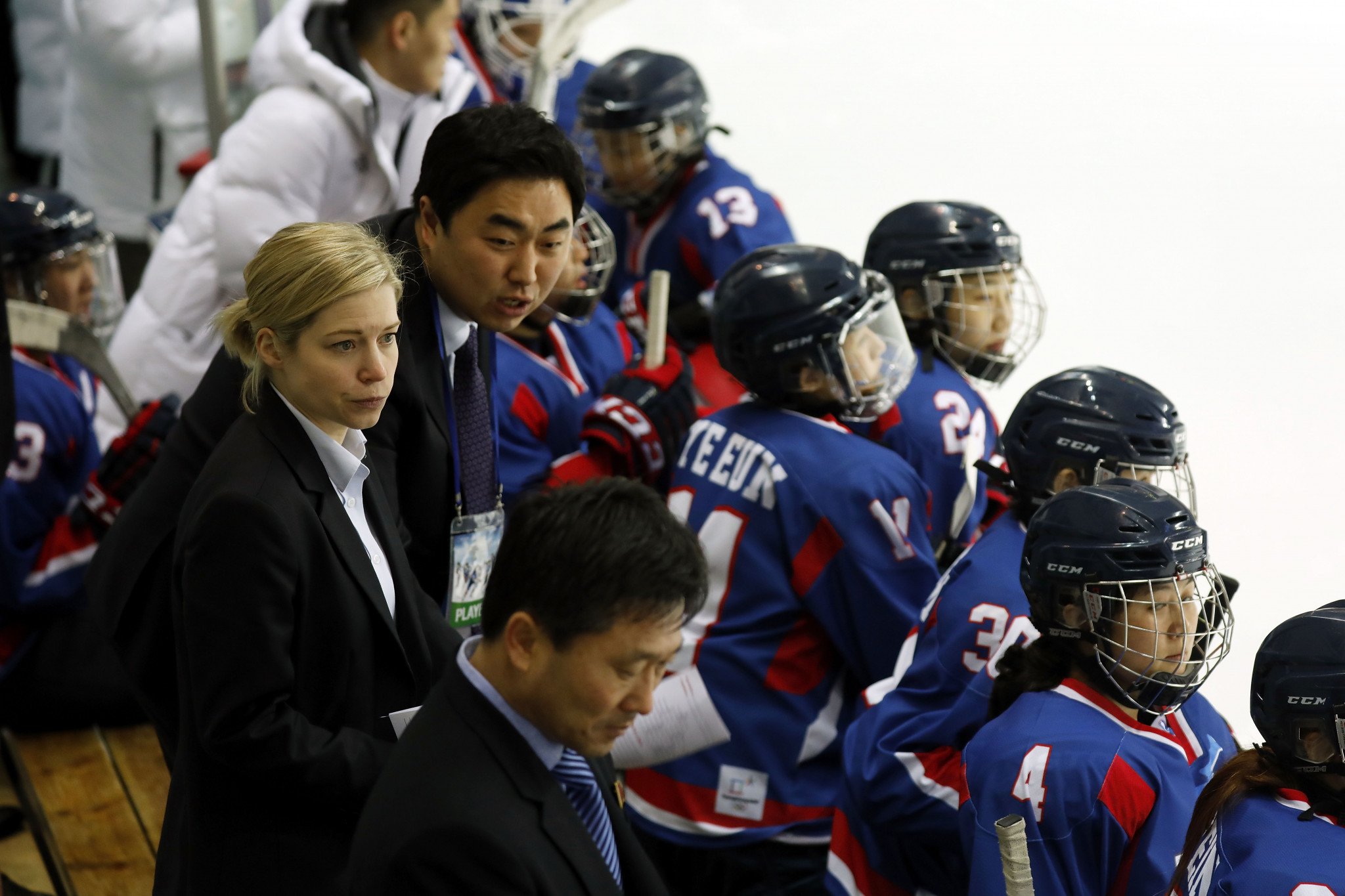 Players from North and South Korea prepare to enter the ice in the friendly encounter ©Getty Images