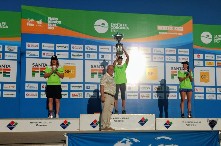 Home female Cecilia Biagioli produced the performance of the day in the first FINA UltraMarathon Swimming World Cup as she finished top woman and second overall behind Argentinian compatriot Guillermo Bertola ©FINA