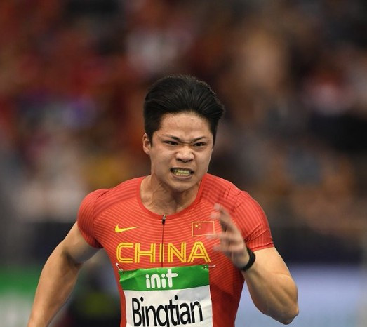 Su Bingtian lowered his Asian record again in Düsseldorf ©IAAF