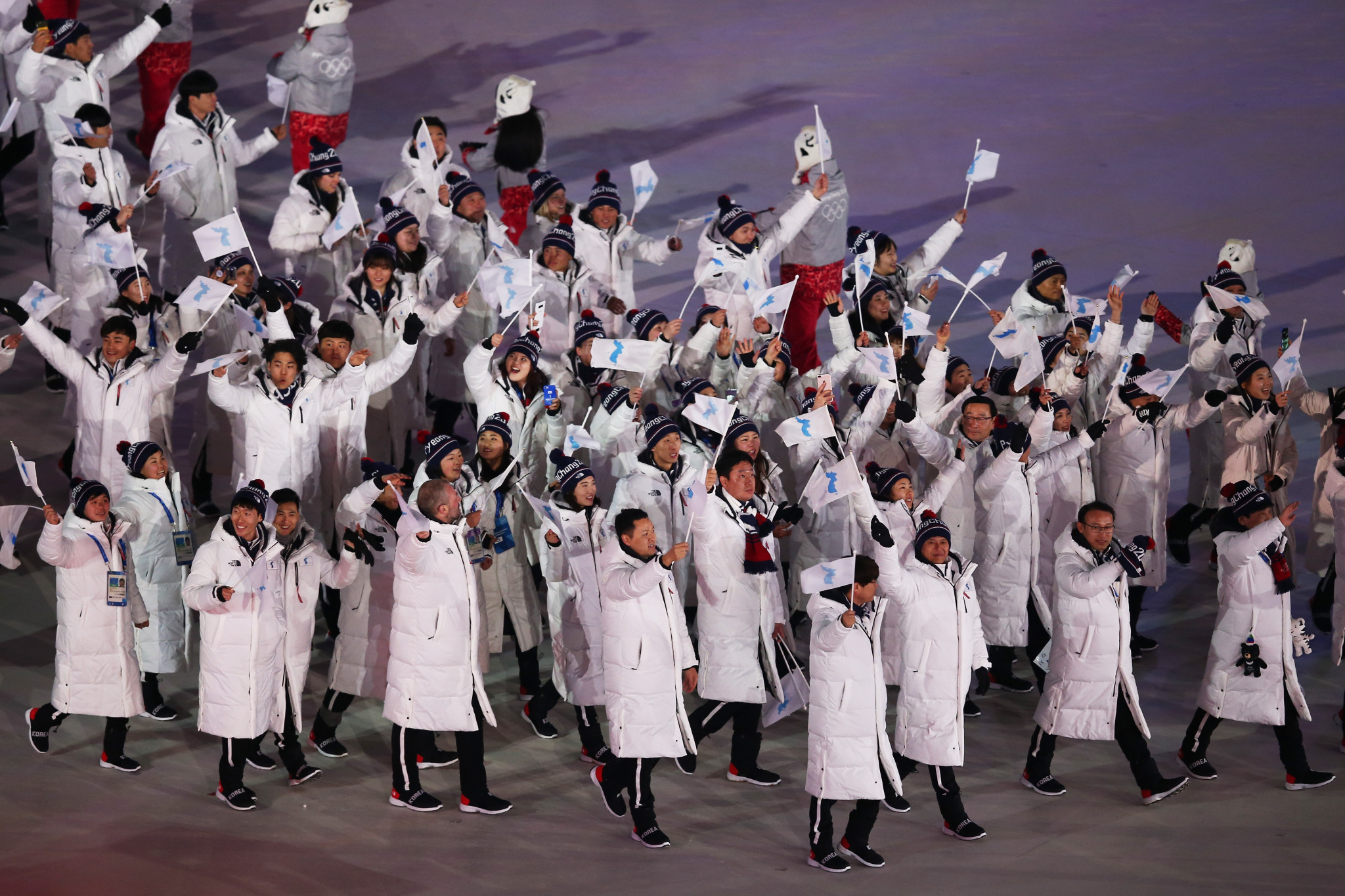 Athletes from North and South Korea marched together at the Pyeongchang 2018 Opening Ceremony today ©Getty Images
