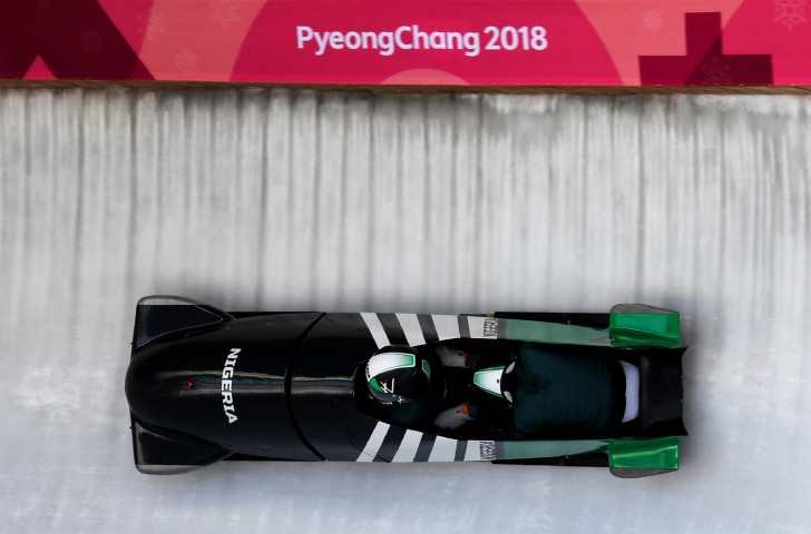 The Nigerian women's sled gets underway in early practice at Pyeongchang 2018 ©Getty Images