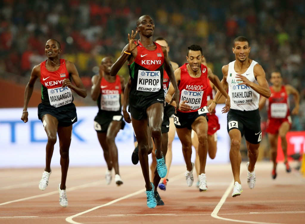 Asbel Kiprop claims his third consecutive world 1500m title to leave Kenya top of the final medals table in Beijing