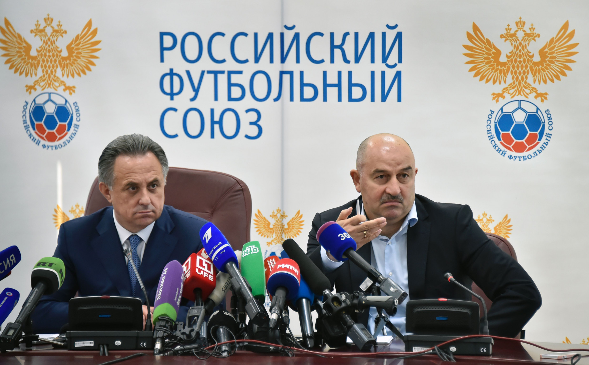 Vitaly Mutko, left, resigned from his role as President of the Russian Football Union to fight his lifetime Olympic ban given to him by the IOC following publication of the McLaren Report ©Getty Images