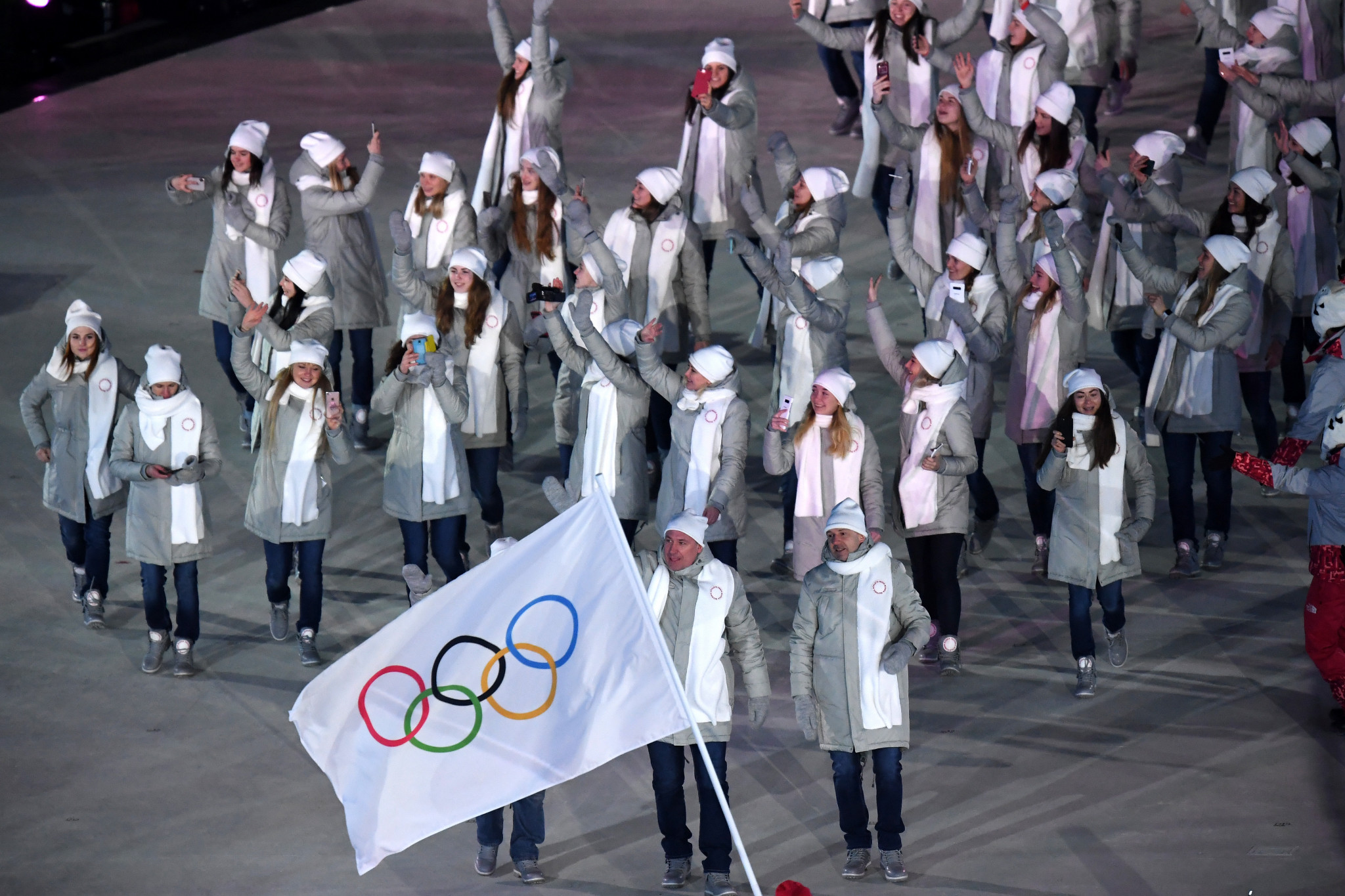 Russian athletes participated under a neutral flag at the Closing Ceremony of Pyeongchang 2018 ©Getty Images