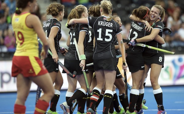 Charlotte Stepenhorst hit a hat-trick to help guide Germany to a 5-1 victory over Spain and win the bronze medal 
