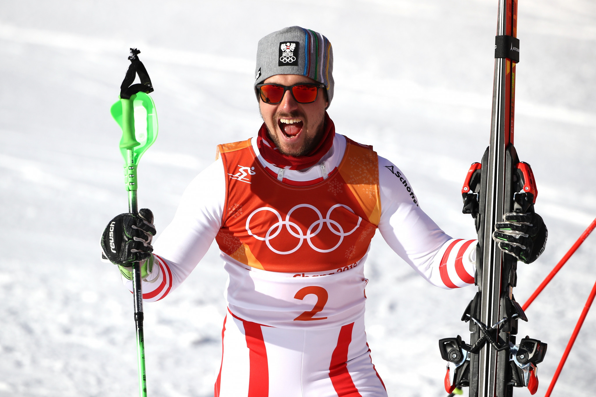 Austria’s Marcel Hirscher ended his long wait for a first Olympic gold medal by winning the men’s Alpine combined event at Pyeongchang 2018 today ©Getty Images