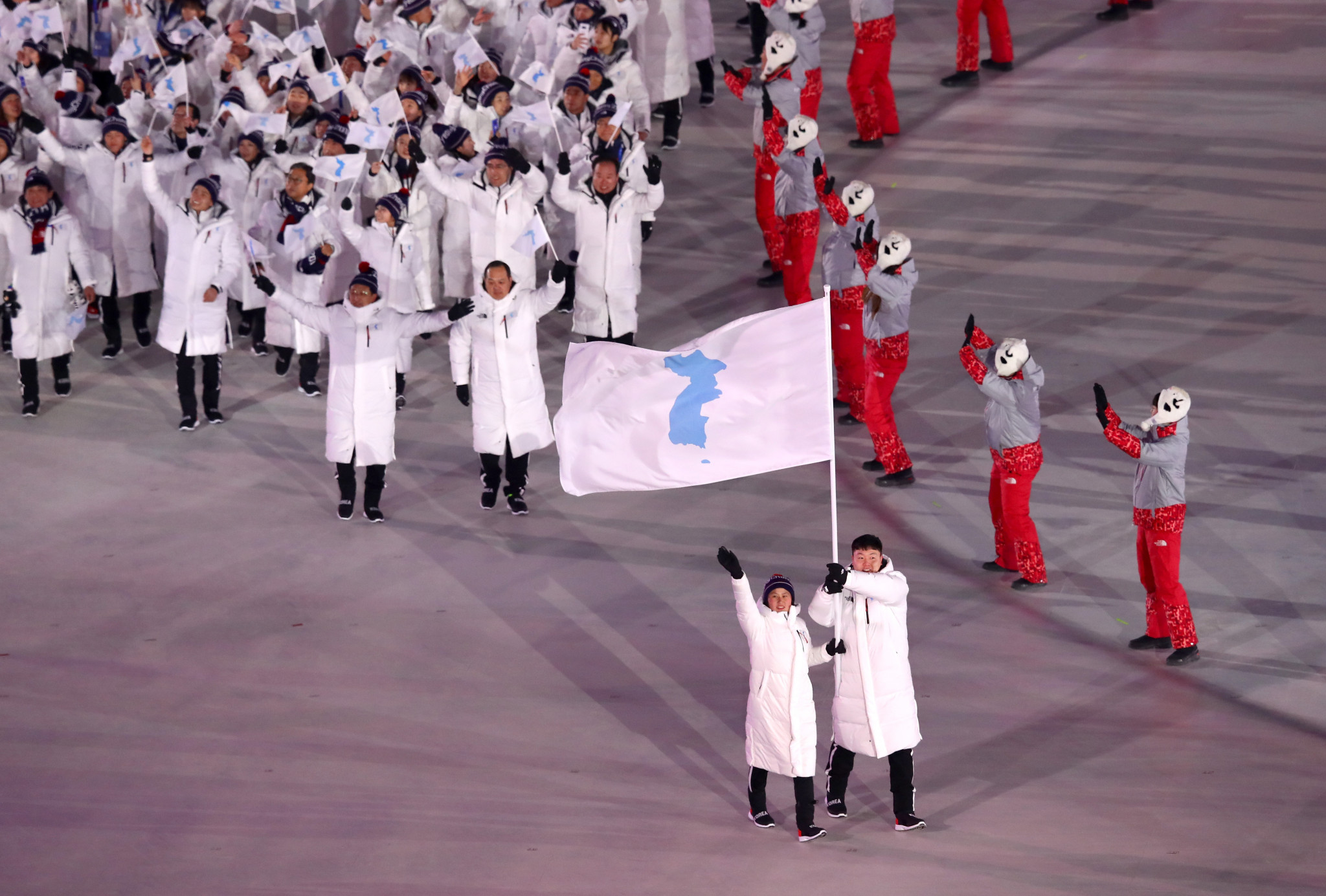 North and South Korea participated together under the unification flag at the Opening Ceremony ©Getty Images