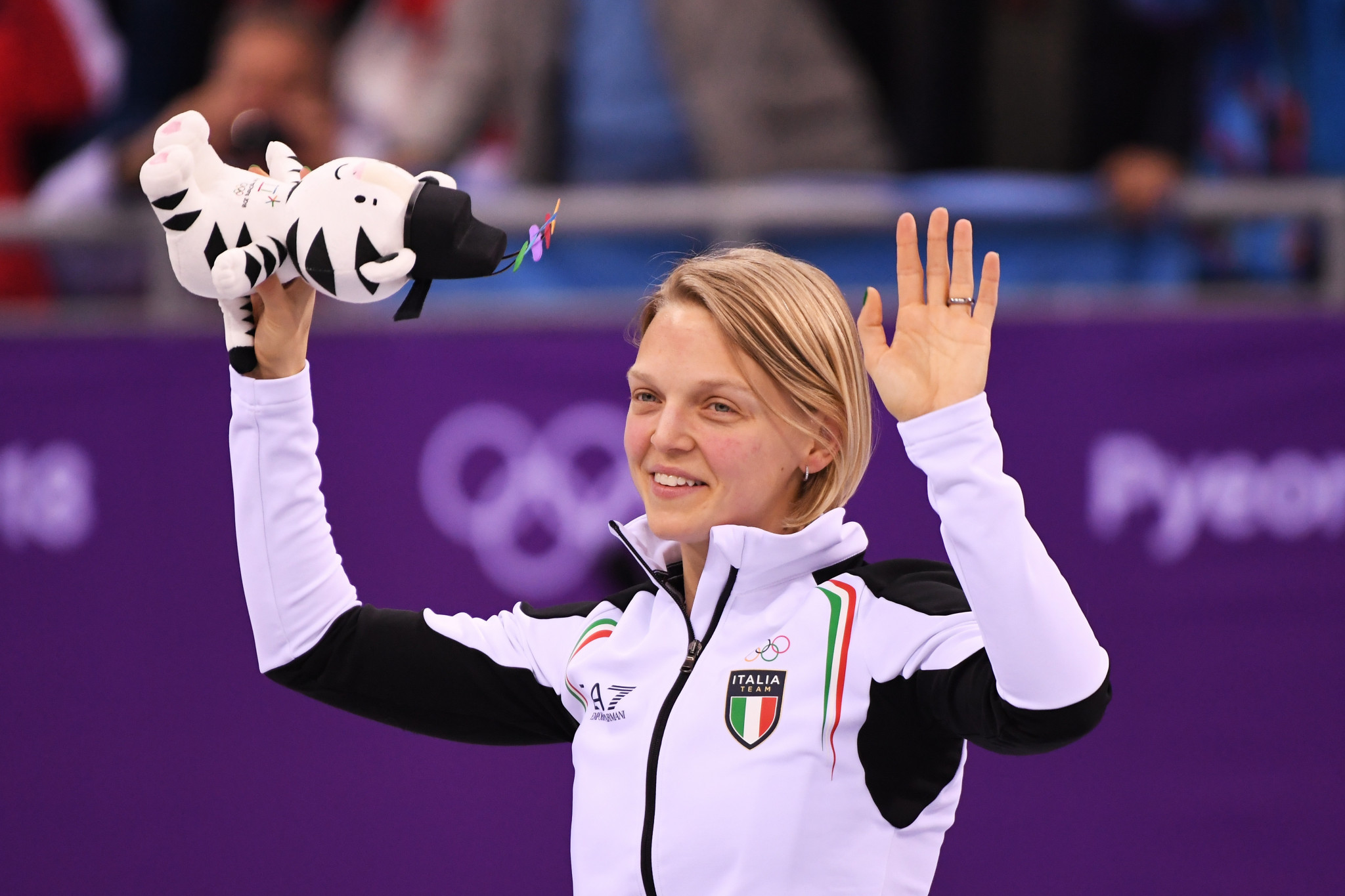 Italy’s Arianna Fontana claimed her first-ever Olympic gold medal after winning the women’s 500 metres short track speed skating final in dramatic fashion ©Getty Images