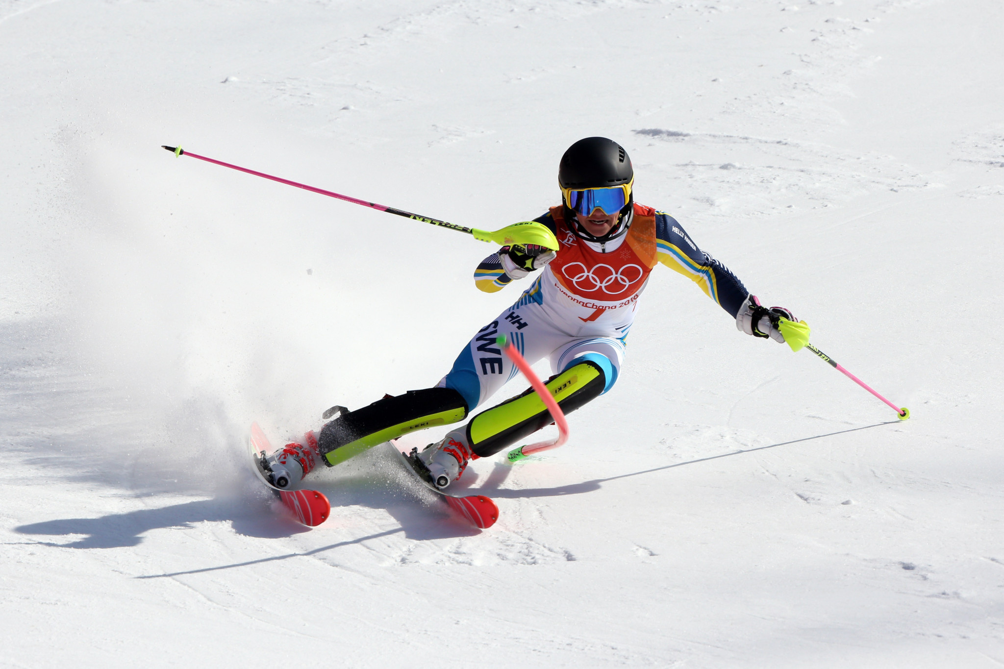Sweden's Frida Hansdotter produced a storming second run to top the women's slalom podium ©Getty Images
