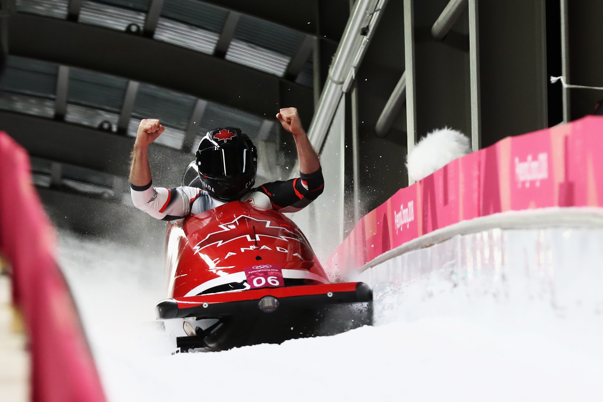 Canada celebrate winning joint gold in two-man bobsleigh ©Getty Images