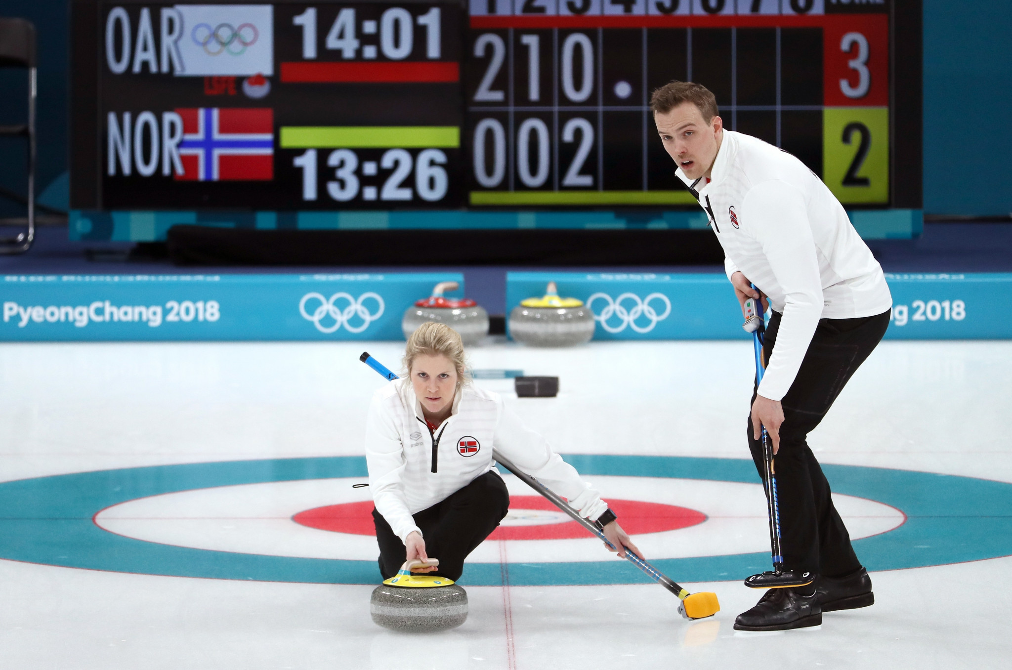 Norway’s mixed doubles curling team of Magnus Nedregotten and Kristin Skaslien lost the Pyeongchang 2018 bronze medal match 8-4 to the OAR side last week ©Getty Images