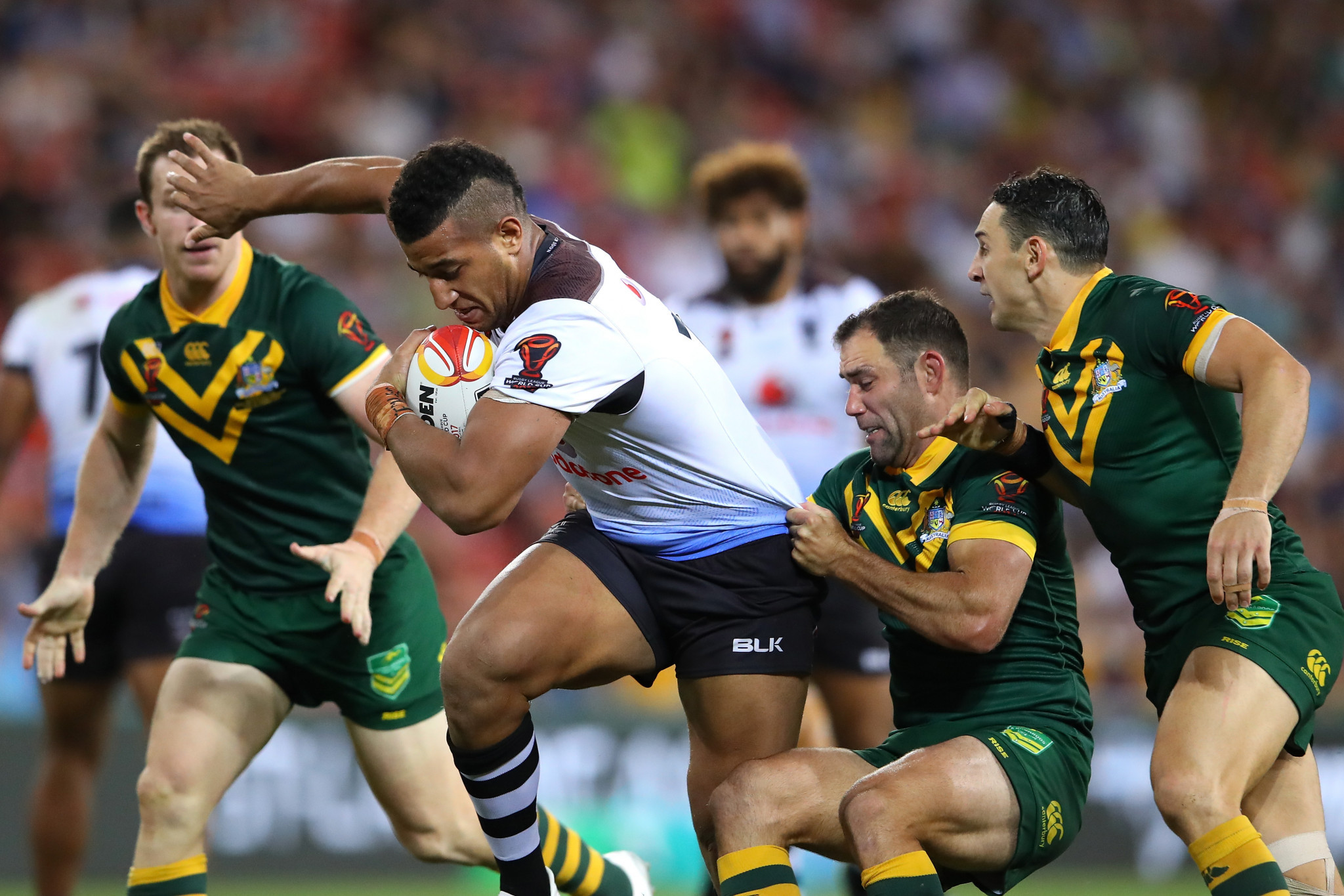Viliame Kikau, in white, nearly missed the Rugby League World Cup semi-final in Australia ©Getty Images