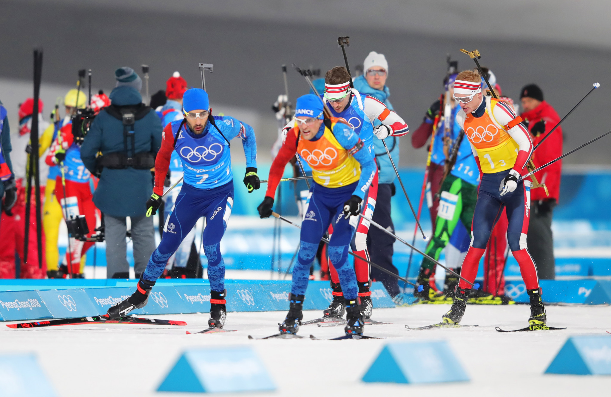Martin Fourcade spearheaded France to victory in the mixed biathlon relay ©Getty Images