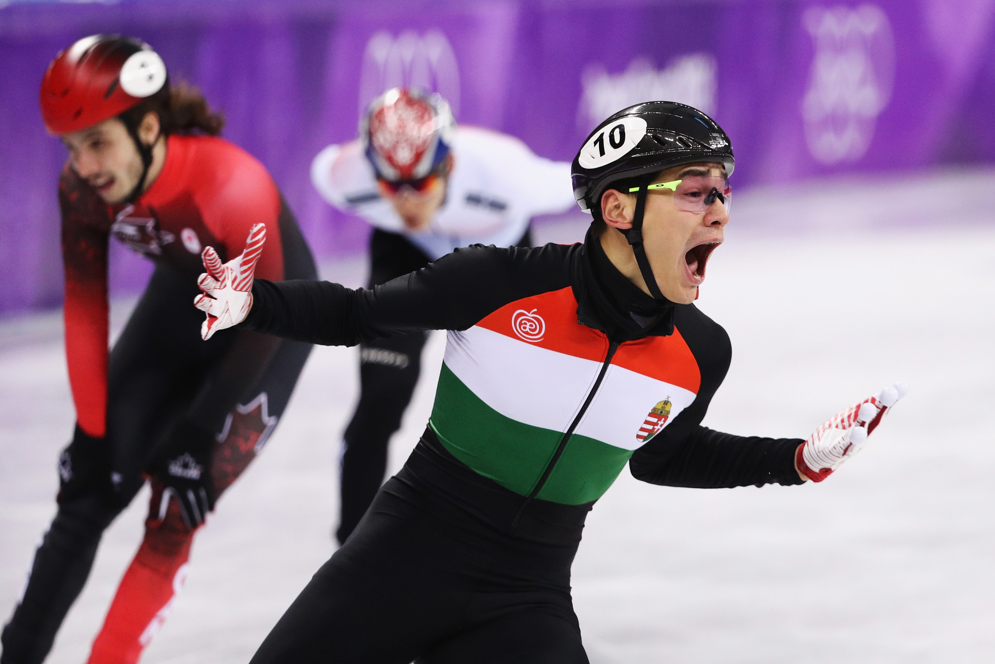 Shaoang Liu, Shaolin Sandor Liu, Viktor Knoch and Csaba Burján claimed Hungary's first Winter Olympic Games short track gold medal ©Getty Images