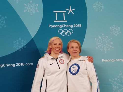Finnish ice hockey player Emma Terho, right, and American cross-country skier Kikkan Randall, left, have been elected members of the IOC Athletes' Commission ©IOC