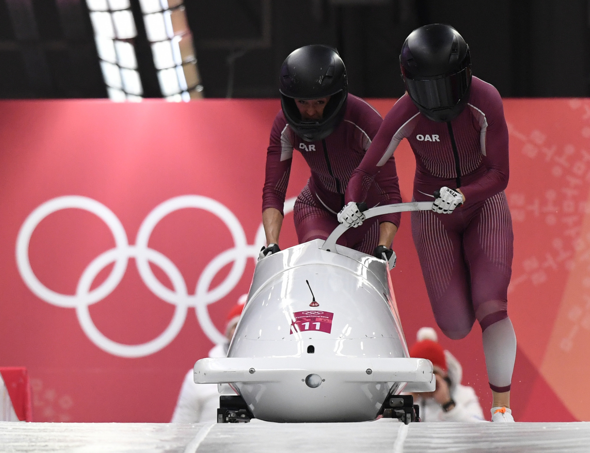 Olympic Athletes from Russia's Nadezhda Sergeeva, right, and her partner Anastasia Kocherzhova, left, finished 12th in the two-woman bob at Pyeongchang 2018 but it has now emerged that the former has tested positive ©Getty Images