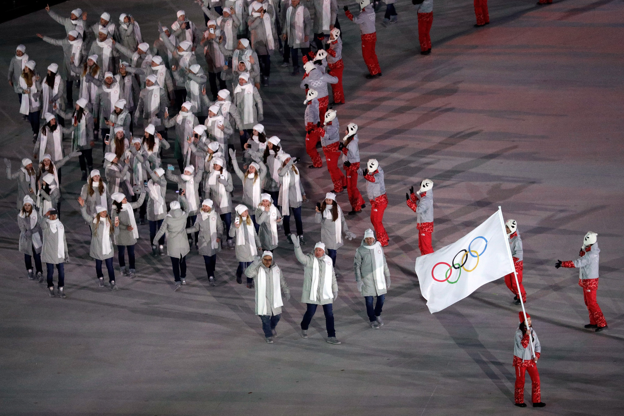 Russian athletes marched under the Olympic flag at the Opening Ceremony of Pyeongchang 2018, but had been hoping to participate under their own flag at the Closing Ceremony ©Getty Images