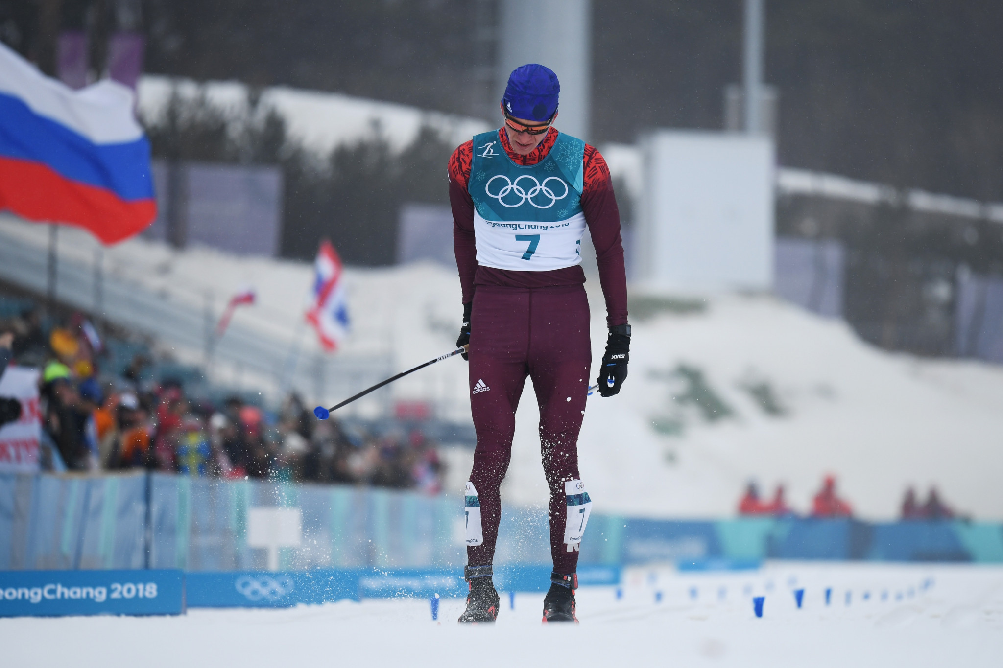 OAR's Alexander Bolshunov was bitterly disappointed with his second-place finish ©Getty Images