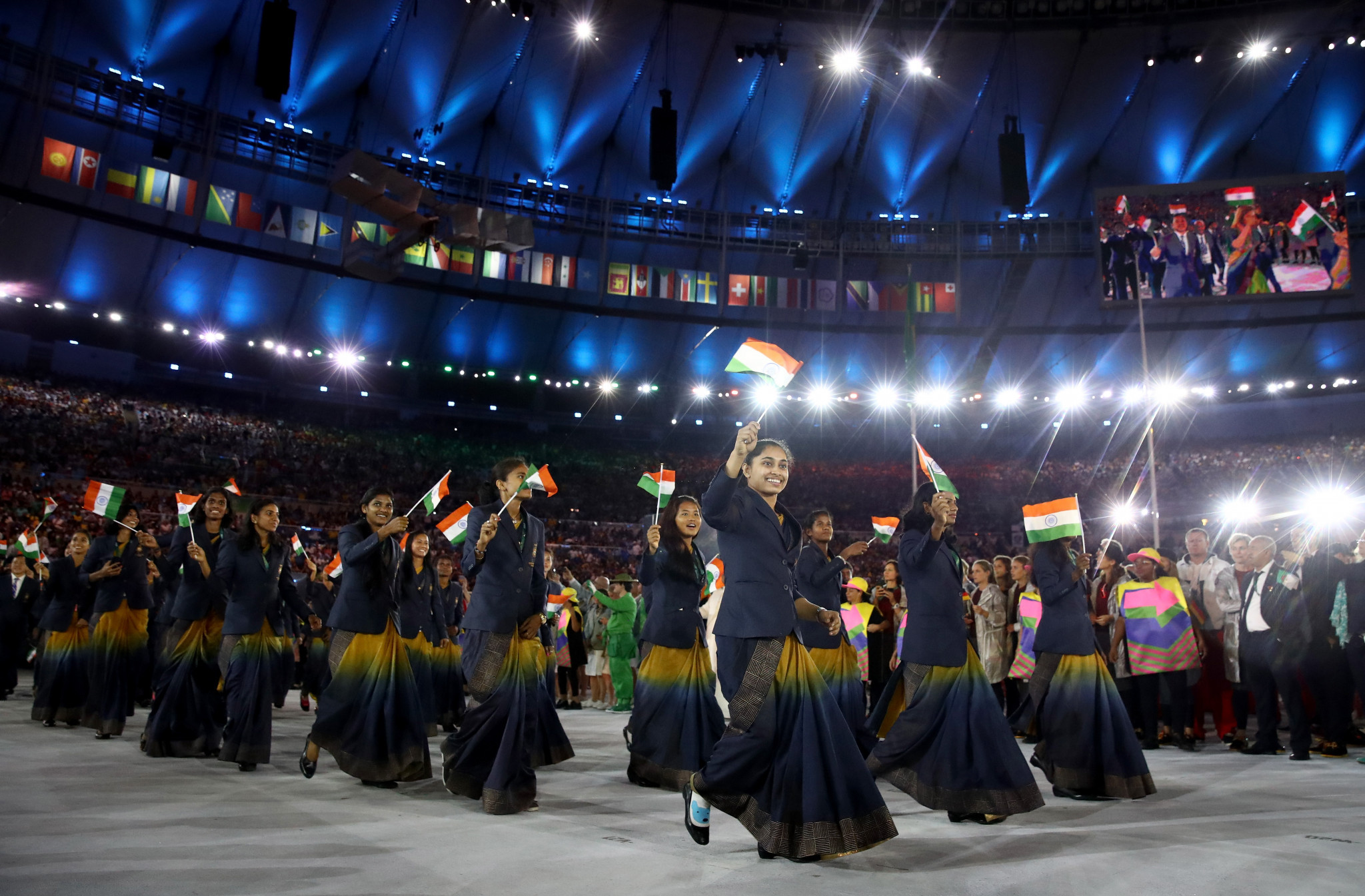 Indian female athletes have worn saris at past Opening Ceremonies ©Getty Images