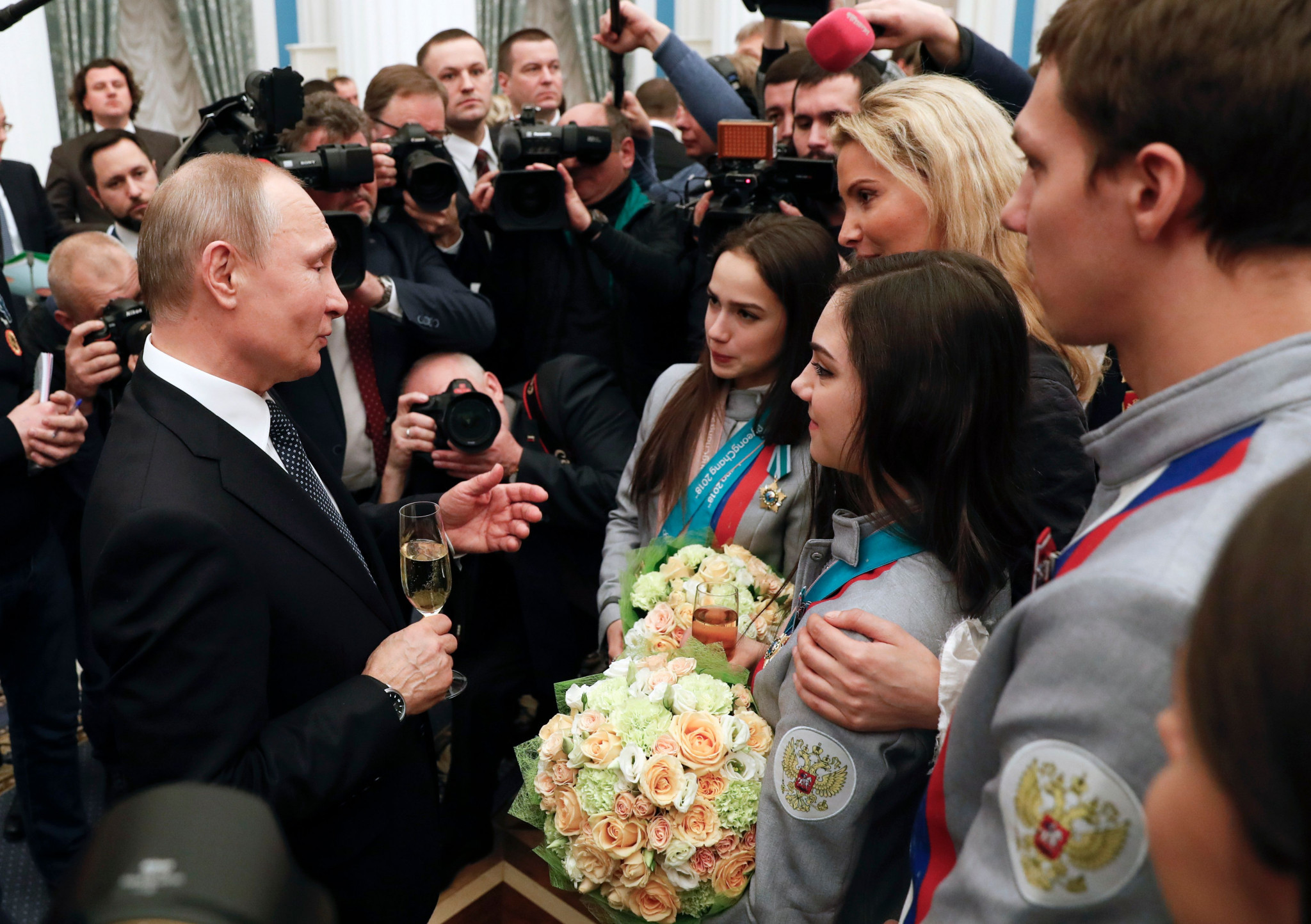 Russian President Vladimir Putin met with medallists at the Kremlin today ©Getty Images