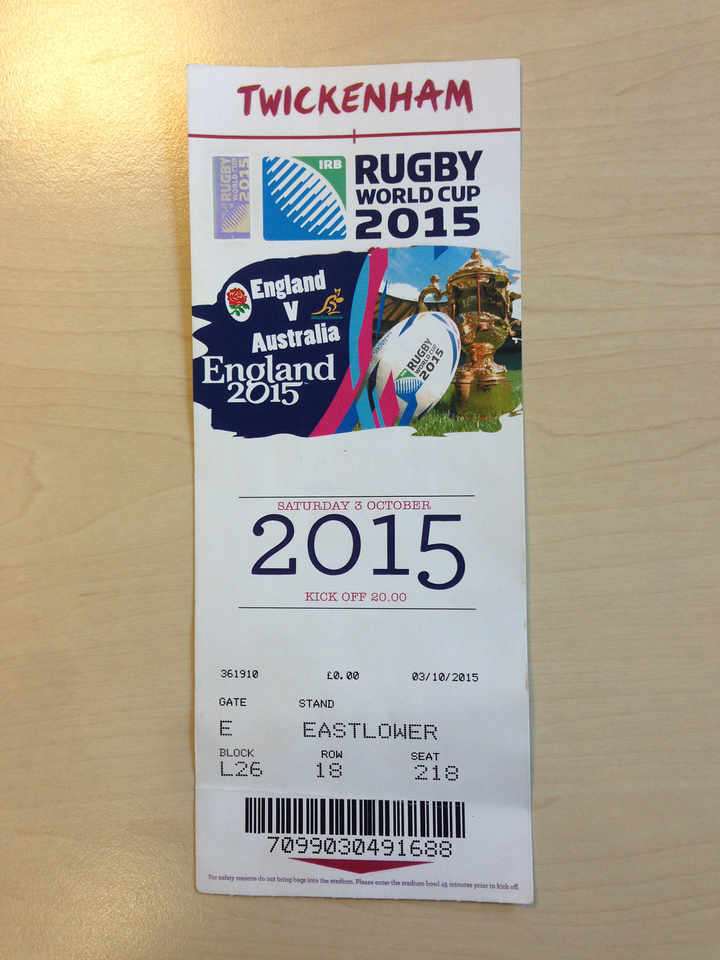 An image of a very realistic looking counterfeit ticket available for sale ©England 2015