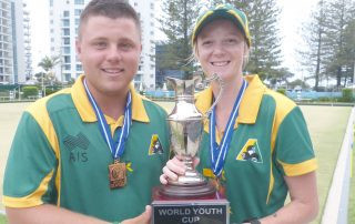 Aaron Teys and Ellen Ryan rounded off an Australian clean sweep at the World Youth Bowls Championships on the Gold Coast with victory in the mixed pairs ©World Bowls